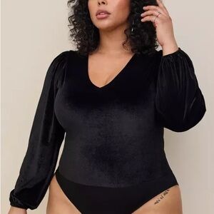Torrid Long Sleeve Velvet Bodysuit